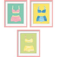 Framed 'Bathing Beauties Pastel 3 Piece Framed Art Print Set' border=