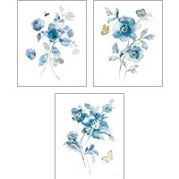 Framed 'Blues of Summer Gilded 3 Piece Art Print Set' border=