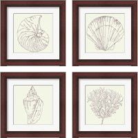 Framed 'Coastal Breeze Sketches Silver 4 Piece Framed Art Print Set' border=