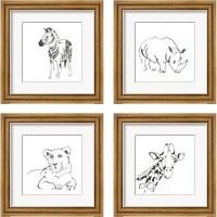 Framed African Animals 4 Piece Framed Art Print Set