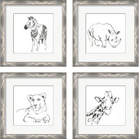 Framed 'African Animals 4 Piece Framed Art Print Set' border=