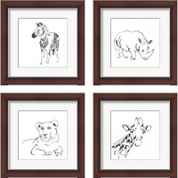 Framed 'African Animals 4 Piece Framed Art Print Set' border=