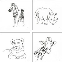 Framed African Animals 4 Piece Art Print Set