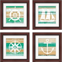 Framed Beachscape Green 4 Piece Framed Art Print Set