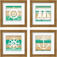 Framed Beachscape Green 4 Piece Framed Art Print Set