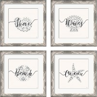 Framed 'Sea Charms Silver 4 Piece Framed Art Print Set' border=