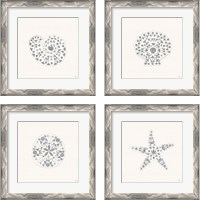 Framed 'Sea Charms Silver 4 Piece Framed Art Print Set' border=