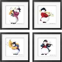 Framed 'Musical Snowmen Saxophone 4 Piece Framed Art Print Set' border=