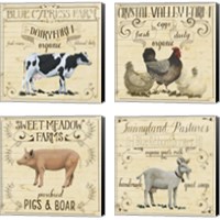 Framed 'Animal Farm Collection 4 Piece Canvas Print Set' border=