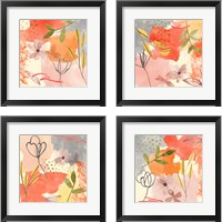 Framed 'Flower Shimmer  4 Piece Framed Art Print Set' border=