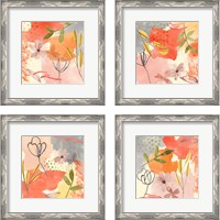 Framed 'Flower Shimmer  4 Piece Framed Art Print Set' border=