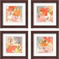 Framed 'Flower Shimmer  4 Piece Framed Art Print Set' border=