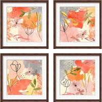 Framed 'Flower Shimmer  4 Piece Framed Art Print Set' border=