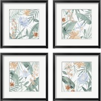 Framed 'Tropical Welcome 4 Piece Framed Art Print Set' border=