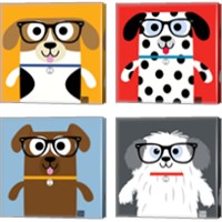 Framed 'Bow Wow Dogs 4 Piece Canvas Print Set' border=
