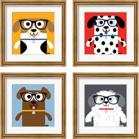 Framed 'Bow Wow Dogs 4 Piece Framed Art Print Set' border=