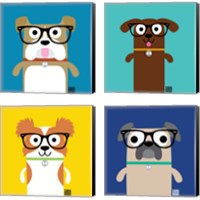Framed 'Bow Wow Dogs 4 Piece Canvas Print Set' border=