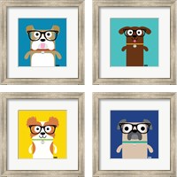 Framed 'Bow Wow Dogs 4 Piece Framed Art Print Set' border=