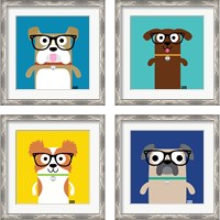 Framed 'Bow Wow Dogs 4 Piece Framed Art Print Set' border=