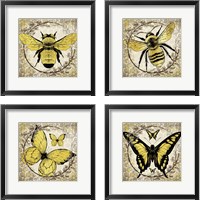 Framed 'Honey Bee 4 Piece Framed Art Print Set' border=