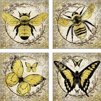 Framed 'Honey Bee 4 Piece Art Print Set' border=