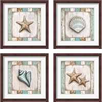 Framed 'Beach 4 Piece Framed Art Print Set' border=