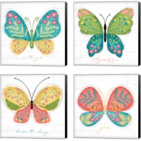 Framed 'Butterfly Inspiration 4 Piece Canvas Print Set' border=