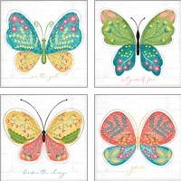 Framed 'Butterfly Inspiration 4 Piece Art Print Set' border=