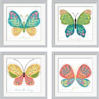Framed 'Butterfly Inspiration 4 Piece Framed Art Print Set' border=