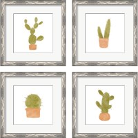 Framed 'Watercolor Cactus 4 Piece Framed Art Print Set' border=