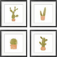 Framed 'Watercolor Cactus 4 Piece Framed Art Print Set' border=