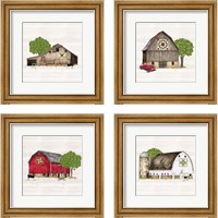 Framed 'Spring & Summer Barn Quilt 4 Piece Framed Art Print Set' border=