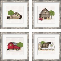 Framed 'Spring & Summer Barn Quilt 4 Piece Framed Art Print Set' border=