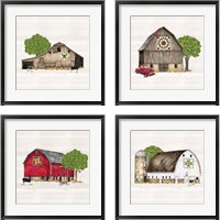 Framed Spring & Summer Barn Quilt 4 Piece Framed Art Print Set