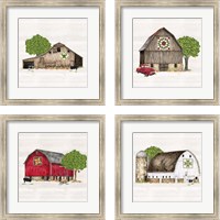 Framed 'Spring & Summer Barn Quilt 4 Piece Framed Art Print Set' border=