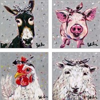 Framed Farm Pop 4 Piece Art Print Set