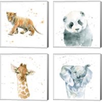 Framed 'Baby Animals 4 Piece Canvas Print Set' border=