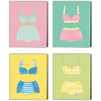 Framed Bathing Beauties Pastel 4 Piece Canvas Print Set