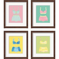 Framed 'Bathing Beauties Pastel 4 Piece Framed Art Print Set' border=