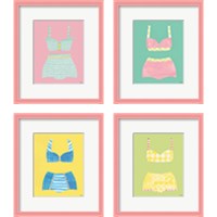 Framed 'Bathing Beauties Pastel 4 Piece Framed Art Print Set' border=