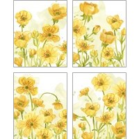 Framed 'Sunshine Meadow 4 Piece Art Print Set' border=