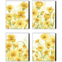 Framed 'Sunshine Meadow 4 Piece Canvas Print Set' border=