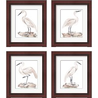 Framed 'White Heron 4 Piece Framed Art Print Set' border=