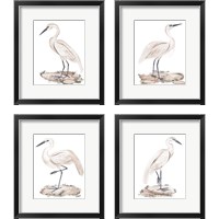 Framed White Heron 4 Piece Framed Art Print Set