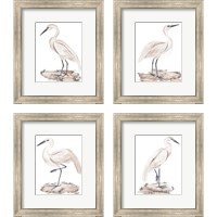 Framed White Heron 4 Piece Framed Art Print Set