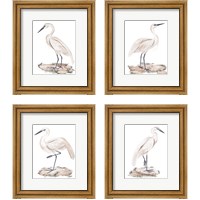 Framed 'White Heron 4 Piece Framed Art Print Set' border=