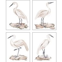 Framed 'White Heron 4 Piece Art Print Set' border=