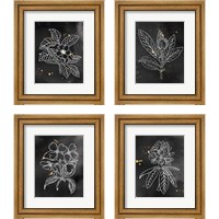 Framed 'Indigo Blooms Black 4 Piece Framed Art Print Set' border=