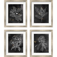 Framed 'Indigo Blooms Black 4 Piece Framed Art Print Set' border=