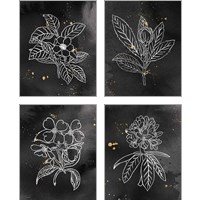 Framed 'Indigo Blooms Black 4 Piece Art Print Set' border=